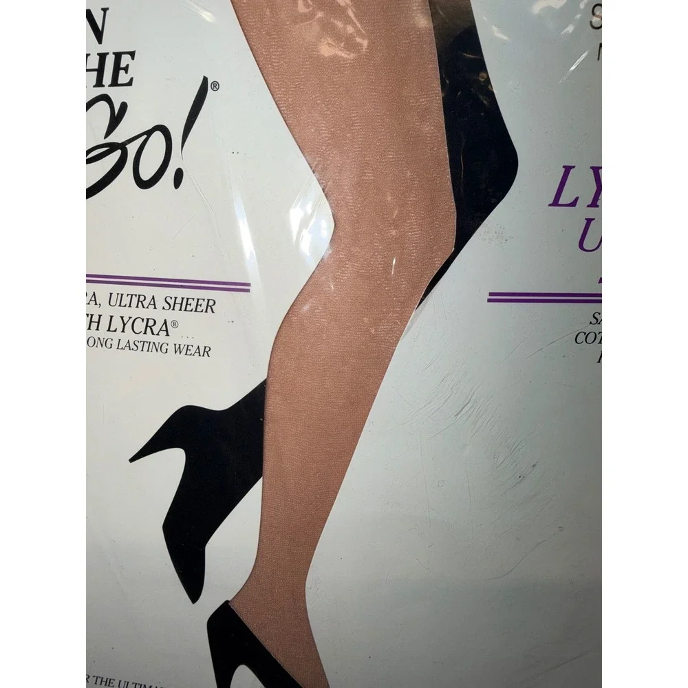 On The Go! Lycra Ultra Sheer Control Top Pantyhose Nude Sz 3 Sandalfoot OTG-3
